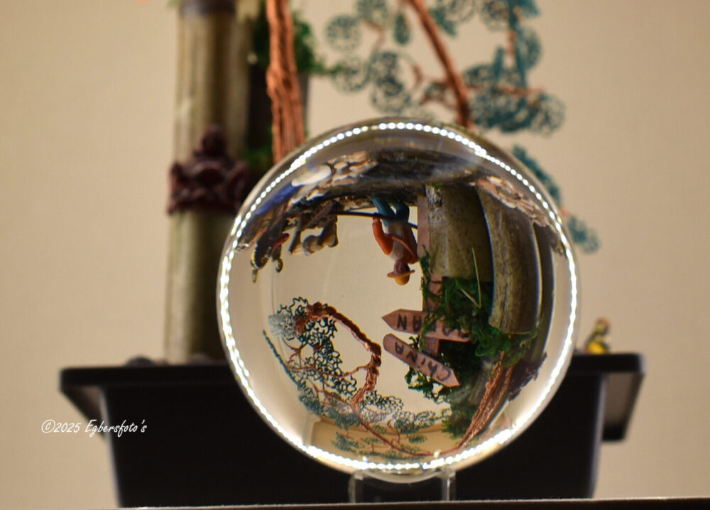 Bonsaibakje met glazenbol